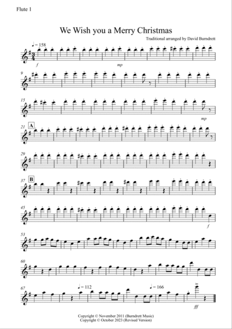We wish you a Merry christmas for Flute Quartet Flute Quartet scores gallery preview page 6