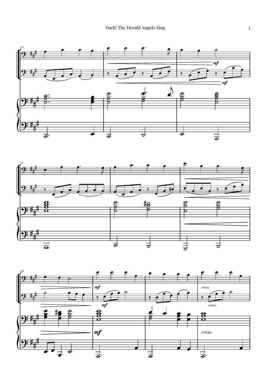 Hark! The Herald Angels Sing - Christmas Carol Duet String Duet scores gallery preview page 3