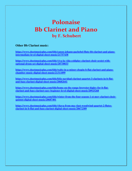 Polonaise - F. Schubert - For Solo/ B Flat Clarinet and Piano - Intermediate image number null