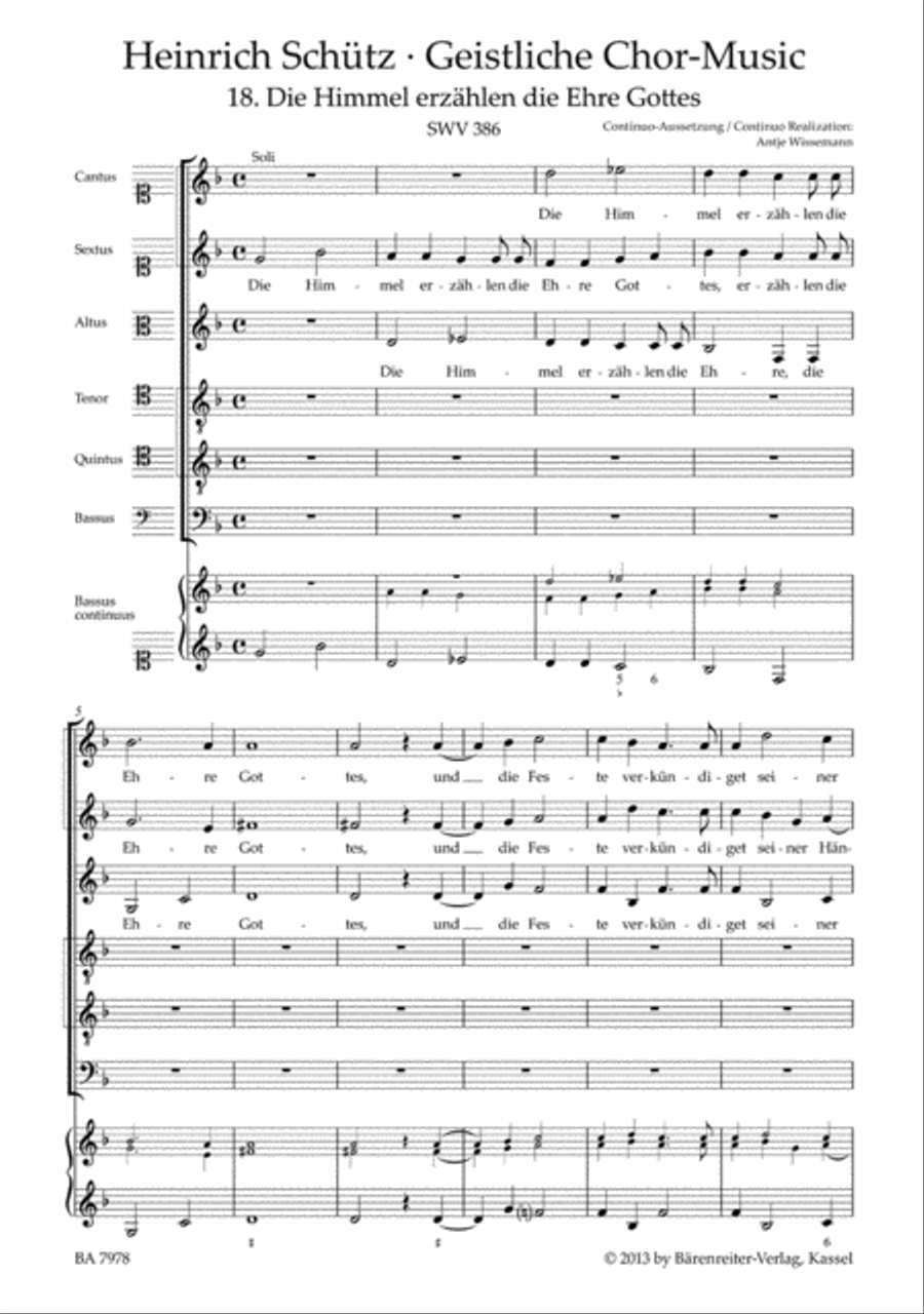 Die Himmel erzahlen die Ehre Gottes SWV 386 (No. 18 from 