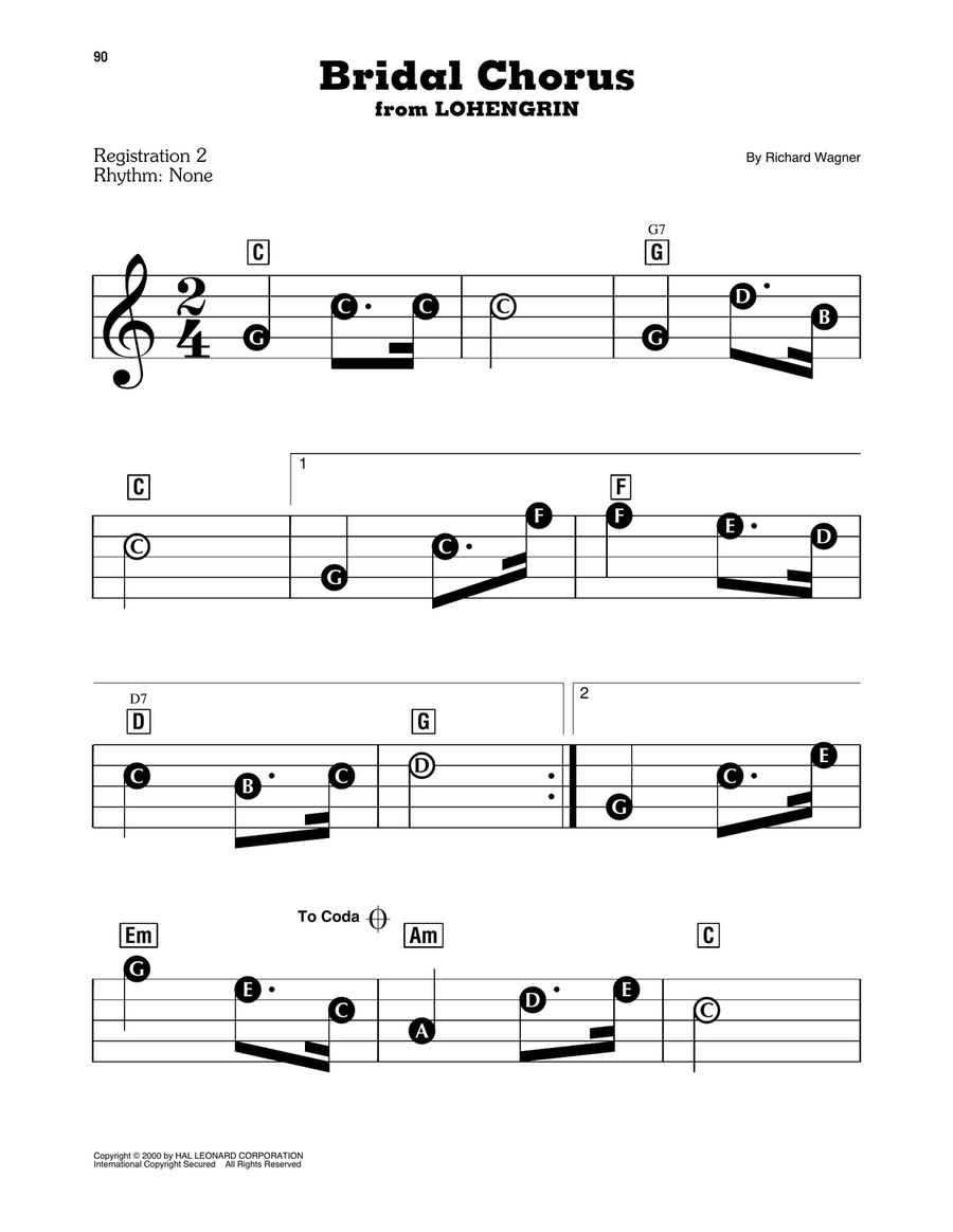 Bridal Chorus Electronic Keyboard scores gallery preview page 1