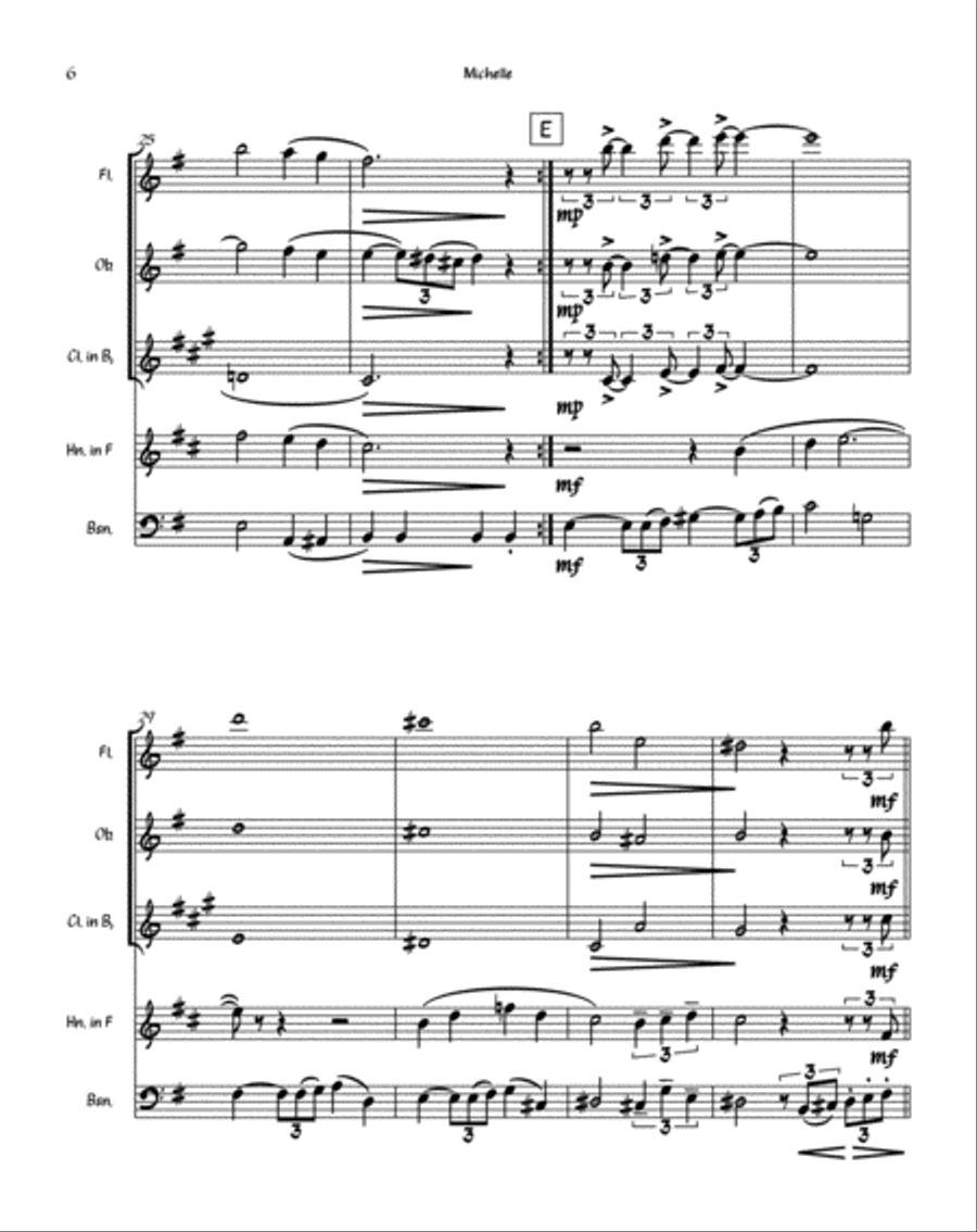Michelle Woodwind Quintet scores gallery preview page 6