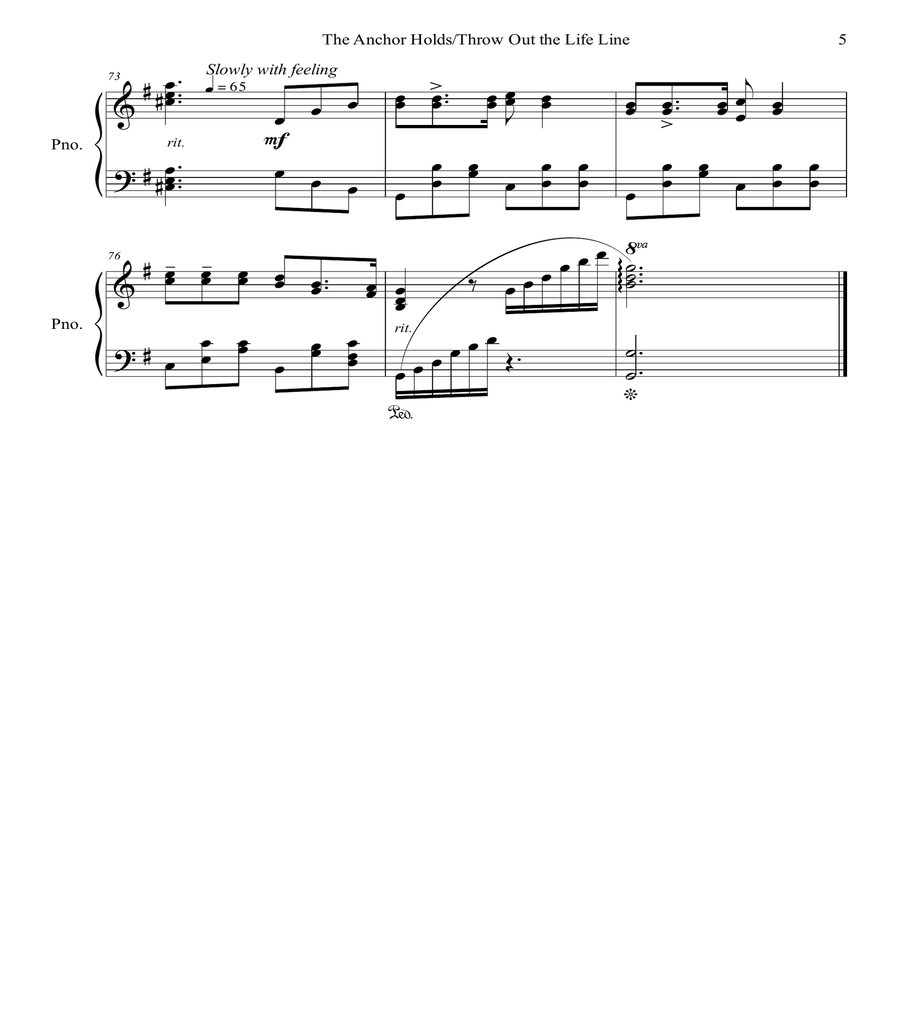 The Anchor Holds/Throw Out the Life Line Piano Solo scores gallery preview page 6