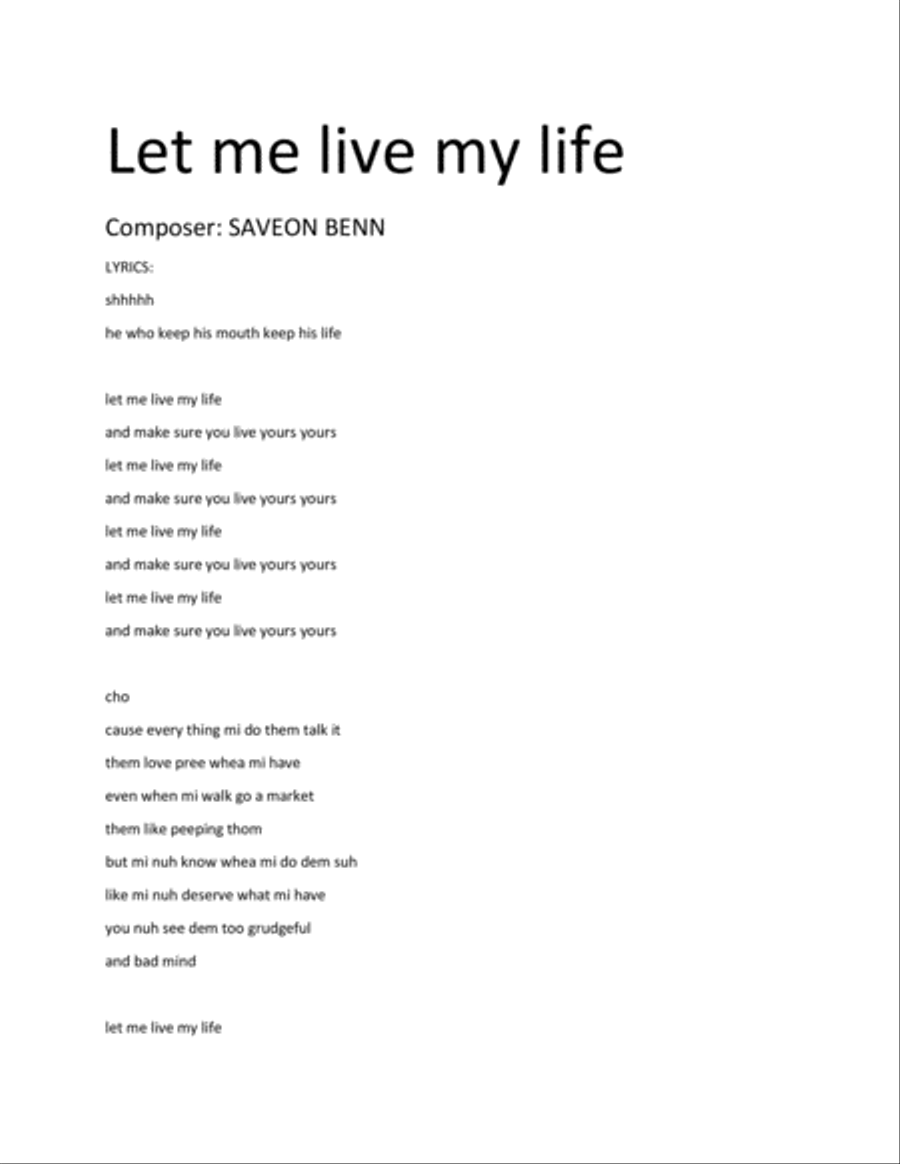 let me live my life Small Ensemble scores gallery preview page 1