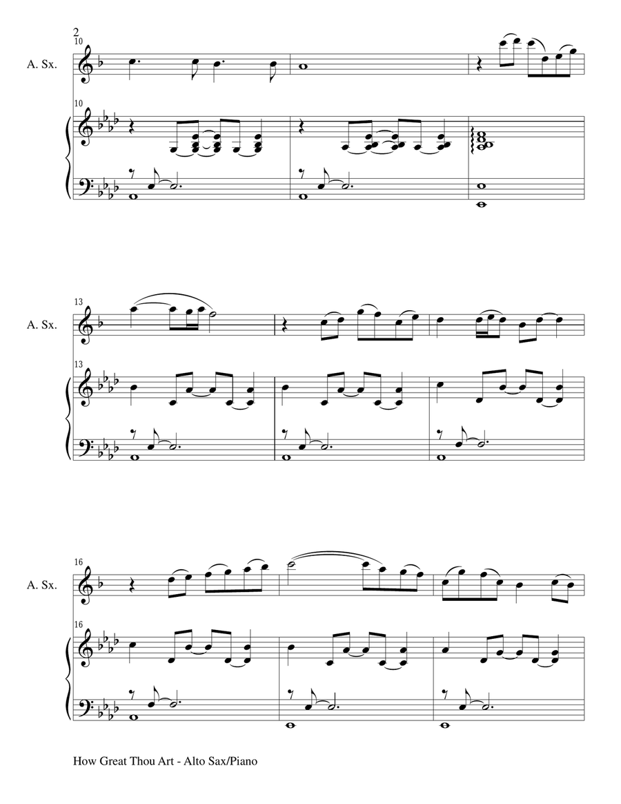 Gary Lanier: HYMNS of PRAISE and ADORATION (Duets for Alto Sax & Piano) Woodwind Duet scores gallery preview page 3