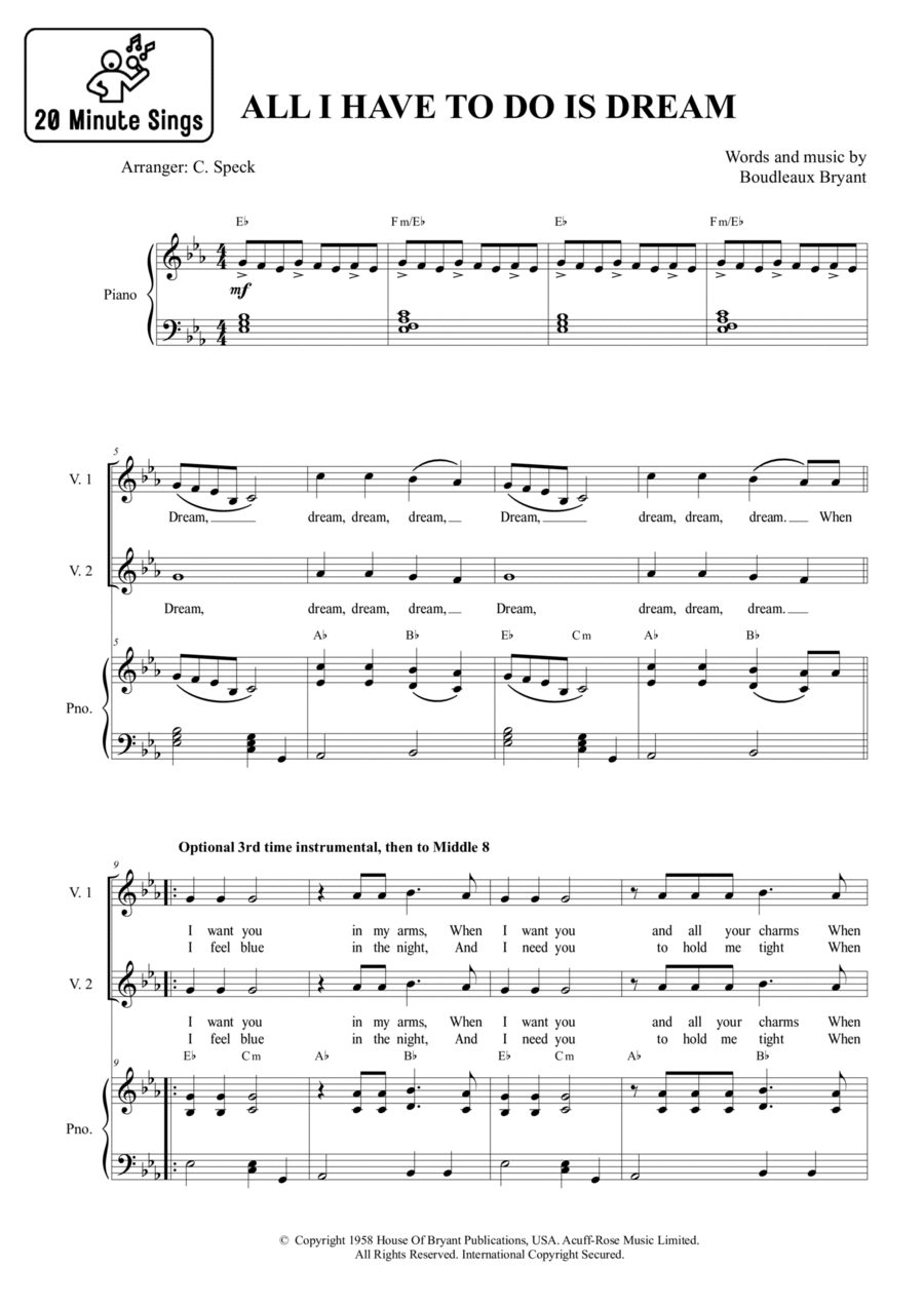 All I Have To Do Is Dream 2-Part scores gallery preview page 1