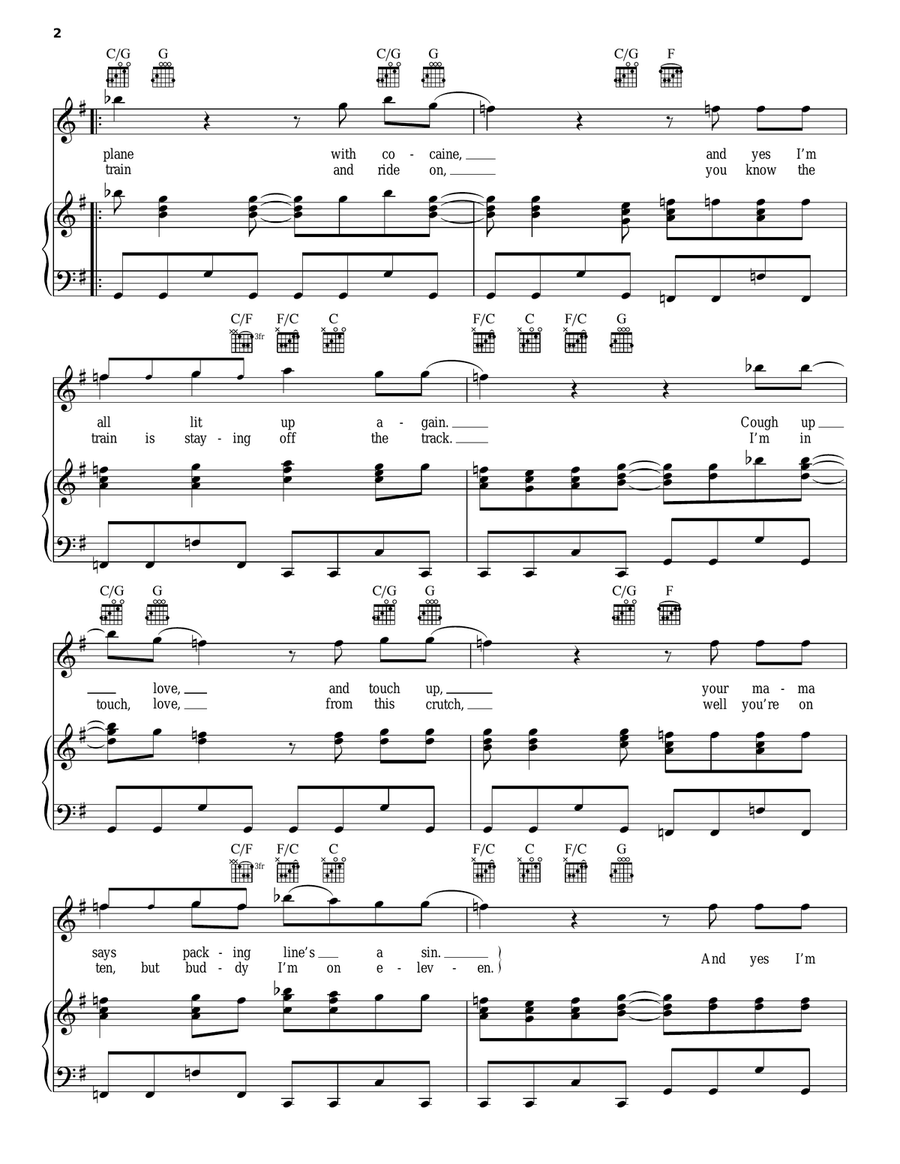 Lit Up Piano, Vocal, Guitar scores gallery preview page 2