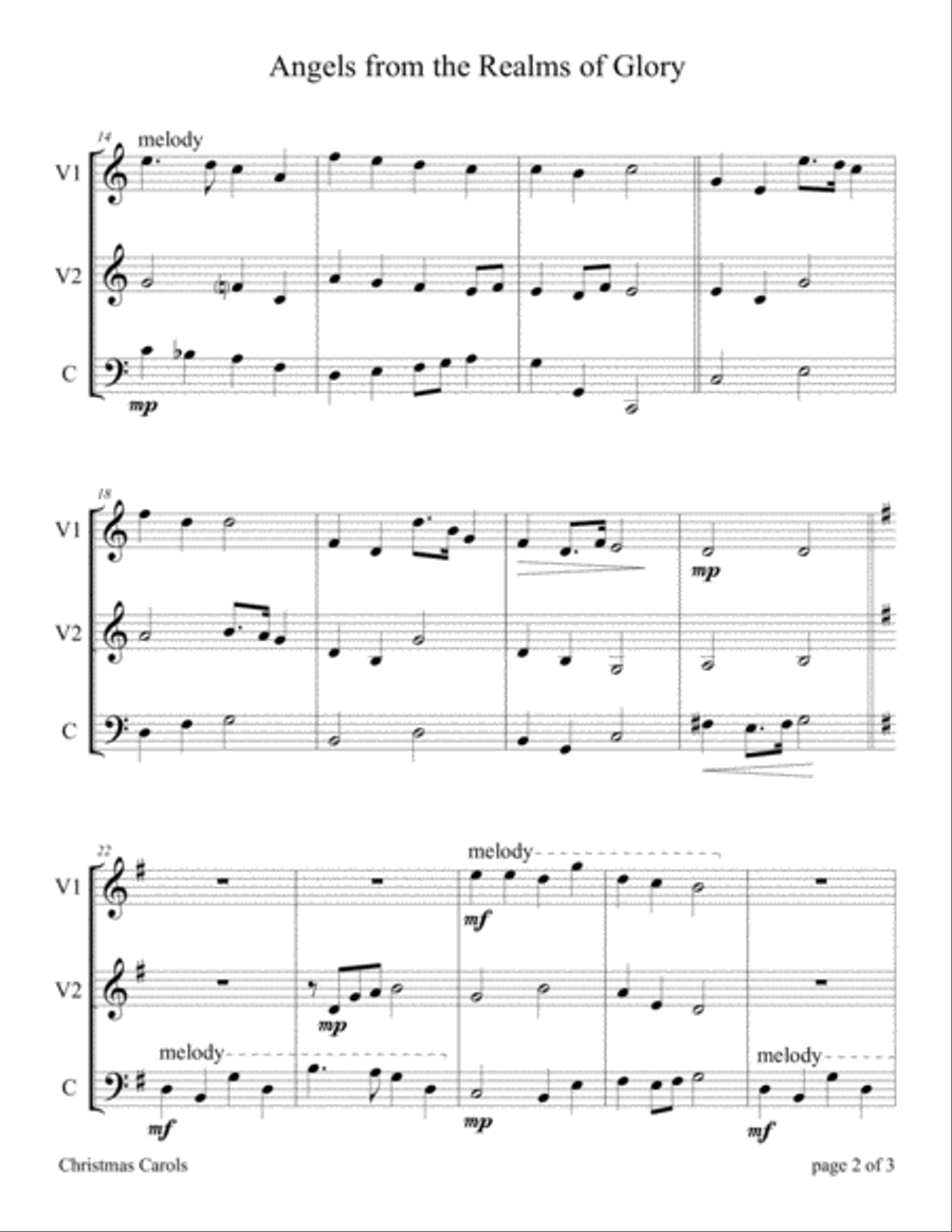 Easy String Trios: Christmas Carols (A Collection of 10 Easy Trios for 2 Violins and 1 Cello) image number null