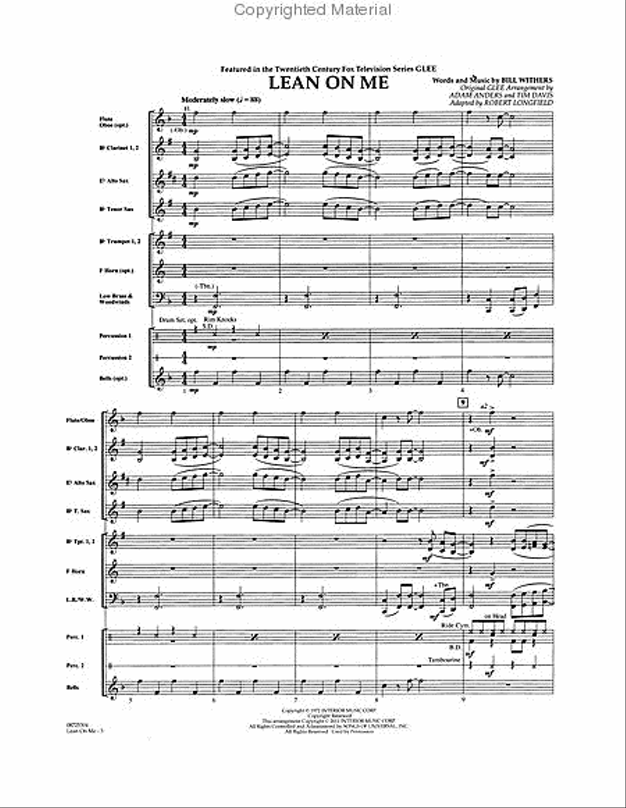 Lean on Me Concert Band scores gallery preview page 2