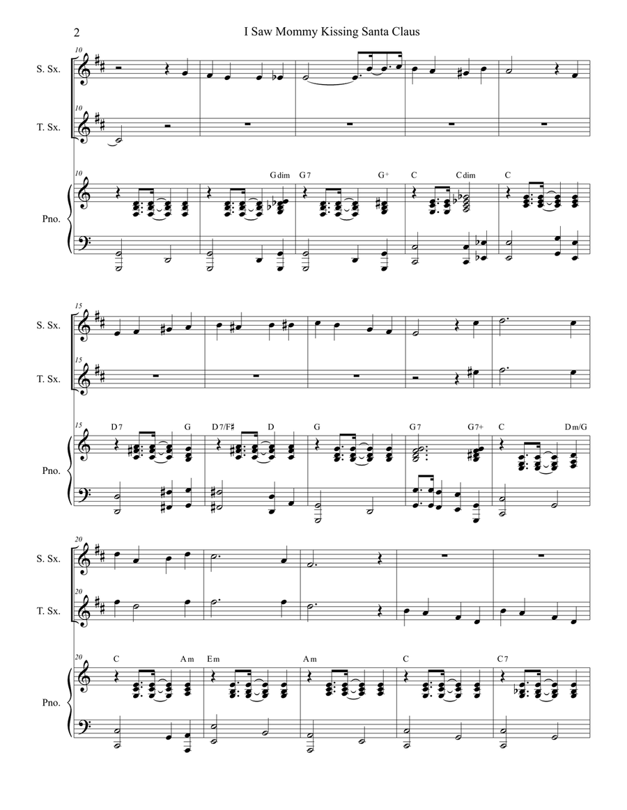 I Saw Mommy Kissing Santa Claus Tenor Saxophone scores gallery preview page 2