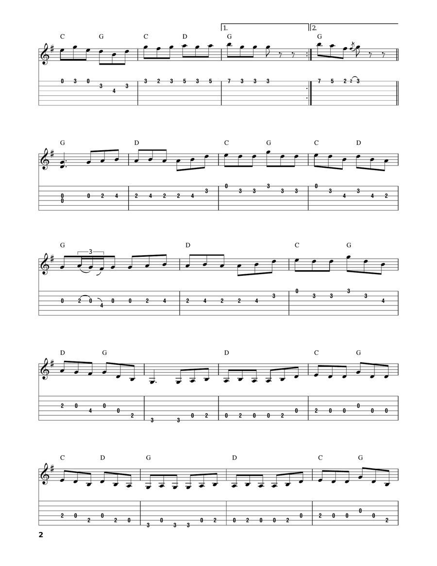 The Kesh Jig Guitar Tablature scores gallery preview page 2