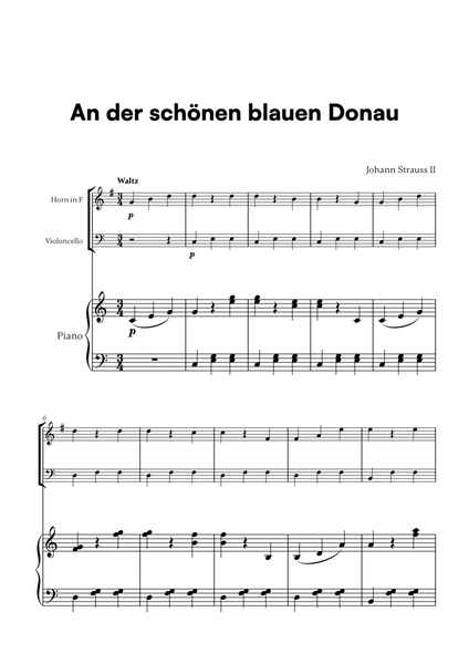 Johann Strauss II - An der schönen blauen Donau for French Horn, Cello and Piano image number null