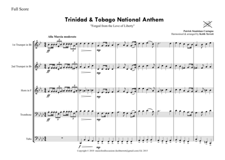 Trinidad & Tobago National Anthem for Brass Quintet image number null