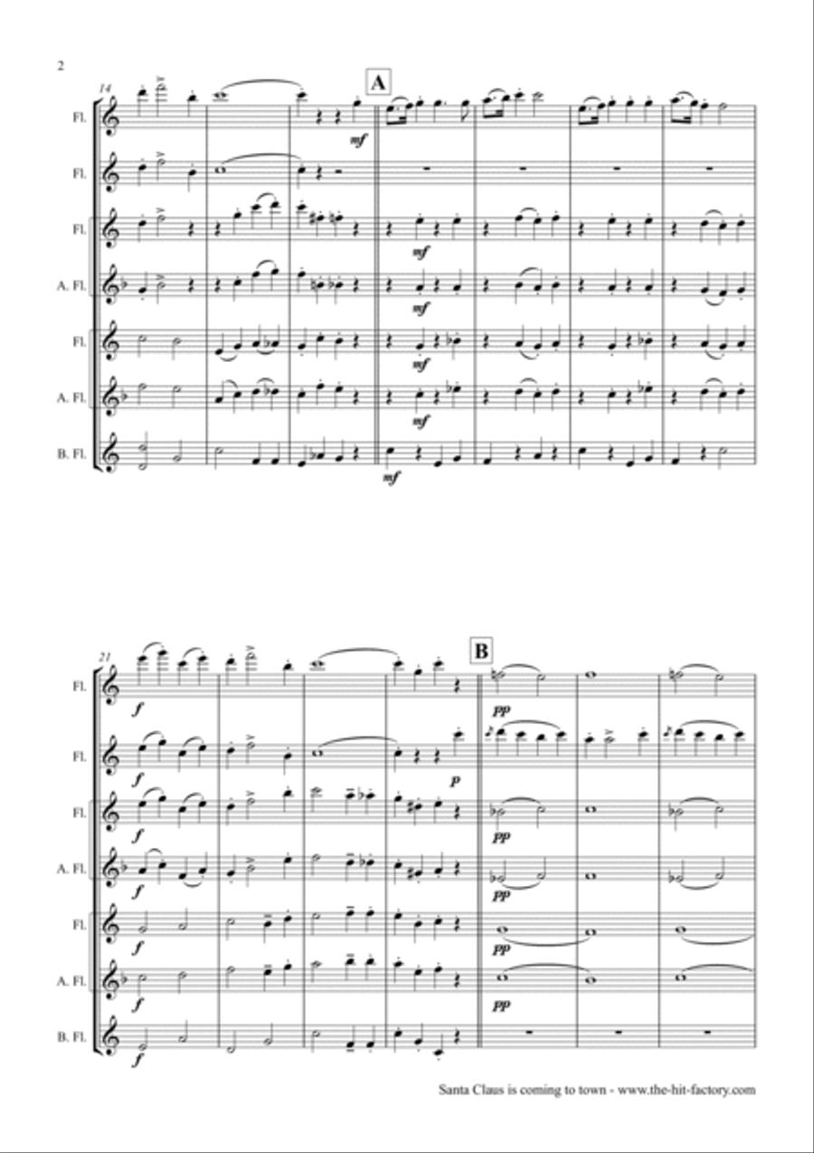Santa Claus Is Comin' To Town Woodwind Ensemble scores gallery preview page 2