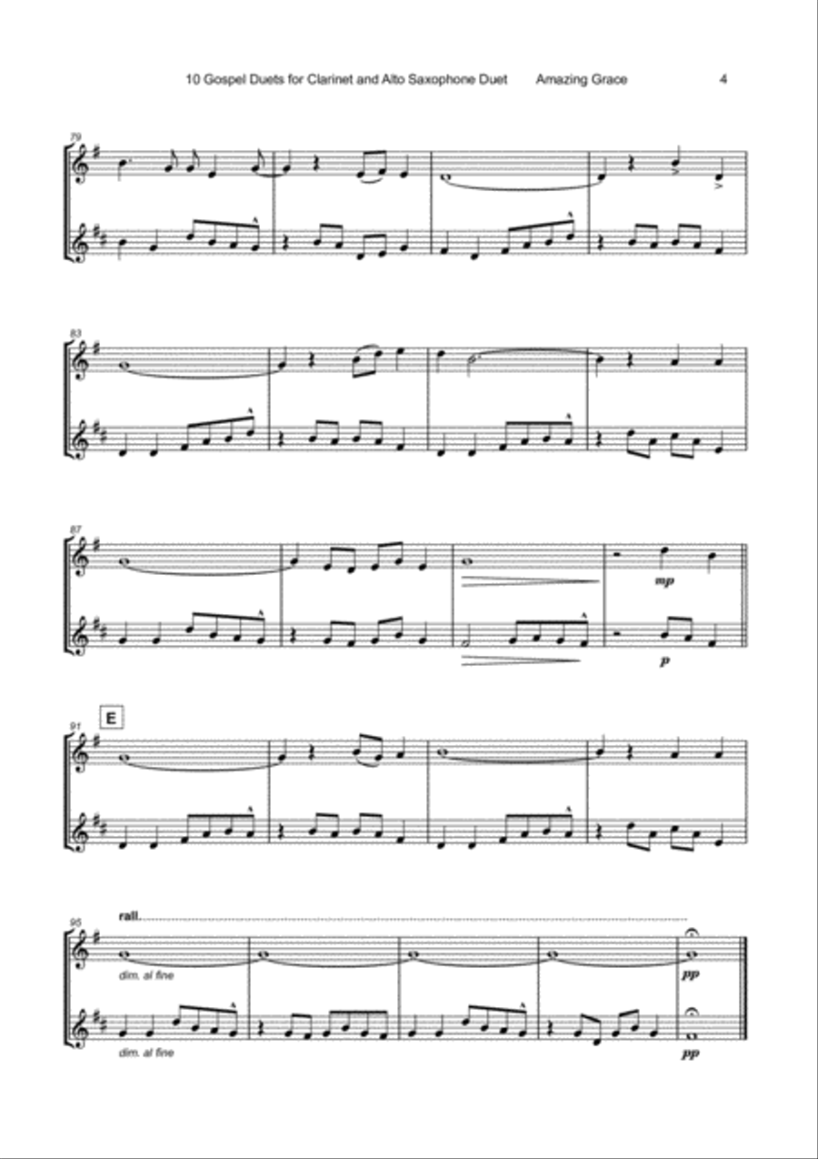 10 Gospel Duets for Clarinet and Alto Saxophone Woodwind Duet scores gallery preview page 6