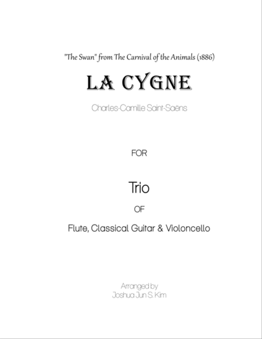 The Swan for Flute, Guitar and Cello (from The Carnival of the Animals) Small Ensemble scores gallery preview page 1