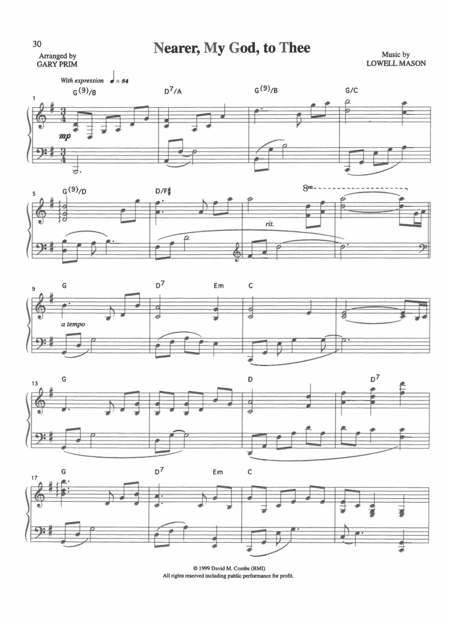 Nearer, My God to Thee Nearer, My God to Thee Piano Solo scores gallery preview page 1