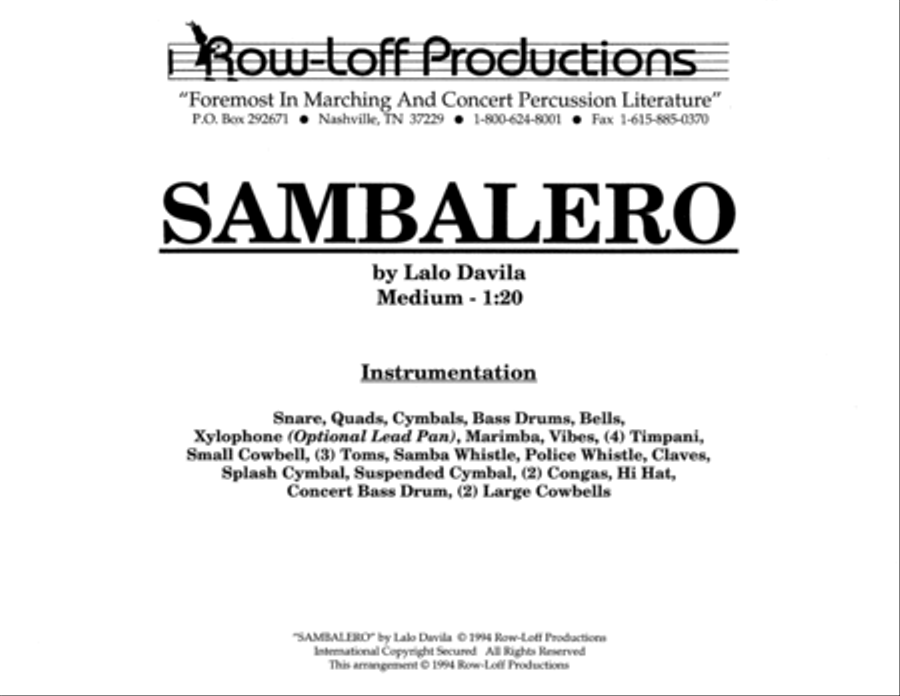 Sambalero w/Tutor Tracks Percussion Ensemble scores gallery preview page 2