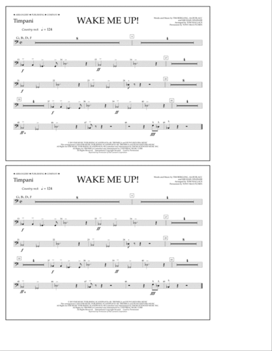 Wake Me Up! - Timpani Wake Me Up! - Timpani Marching Band scores gallery preview page 1