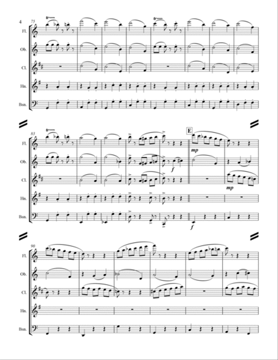 The Nutcracker Suite - 8. Waltz of the Flowers (for Woodwind Quintet) Woodwind Quintet scores gallery preview page 5