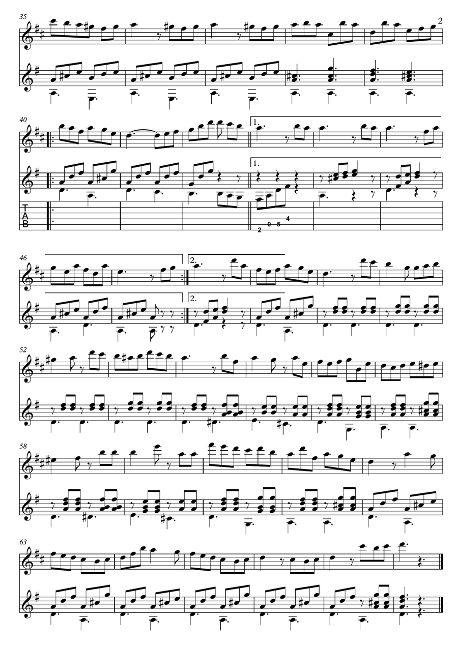 Easy Flute Guitar duets by Giuliani 74-7 Flute scores gallery preview page 2