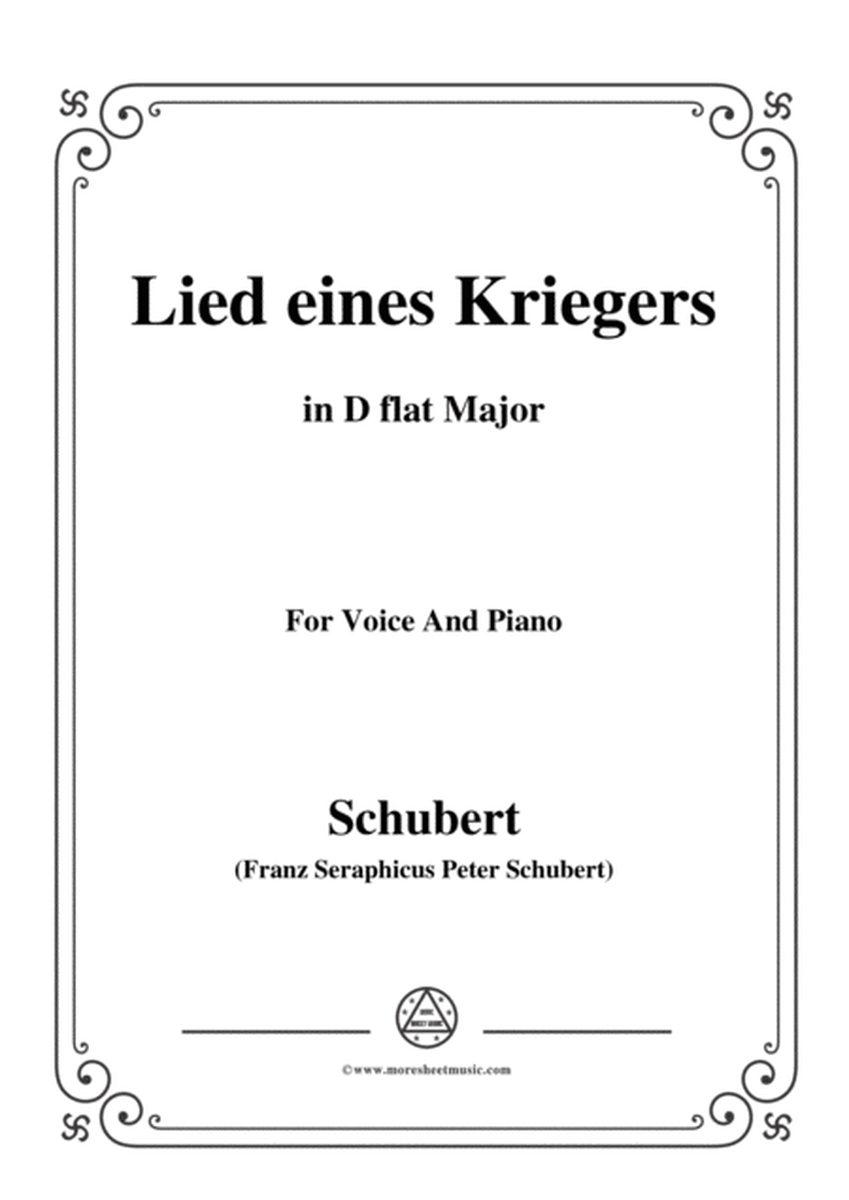 Schubert-Lied eines Kriegers,D.822,in D flat Major,for Voice and Piano image number null