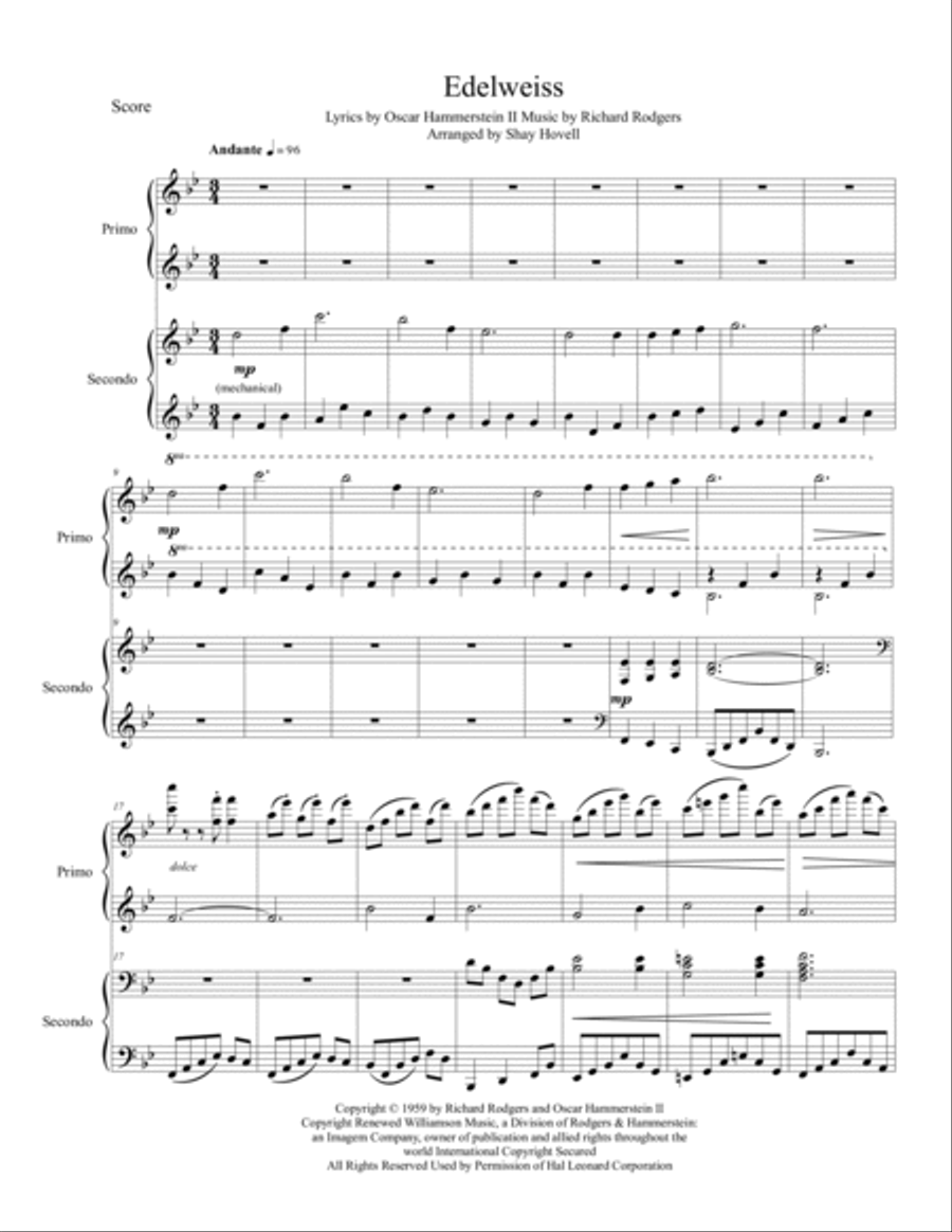Edelweiss 2 Pianos, 4-Hands scores gallery preview page 2