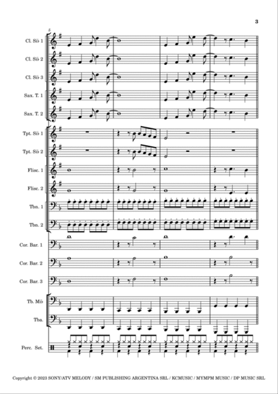 Shakira: Bzrp Music Sessions Vol. 53 Marching Band scores gallery preview page 3