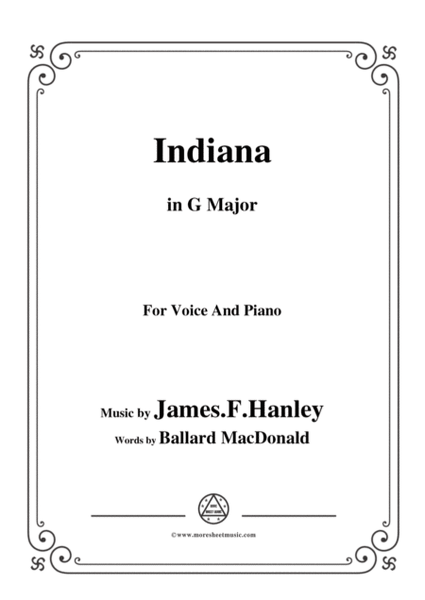 James F. Hanley-Indiana,in G Major,for Voice and Piano image number null
