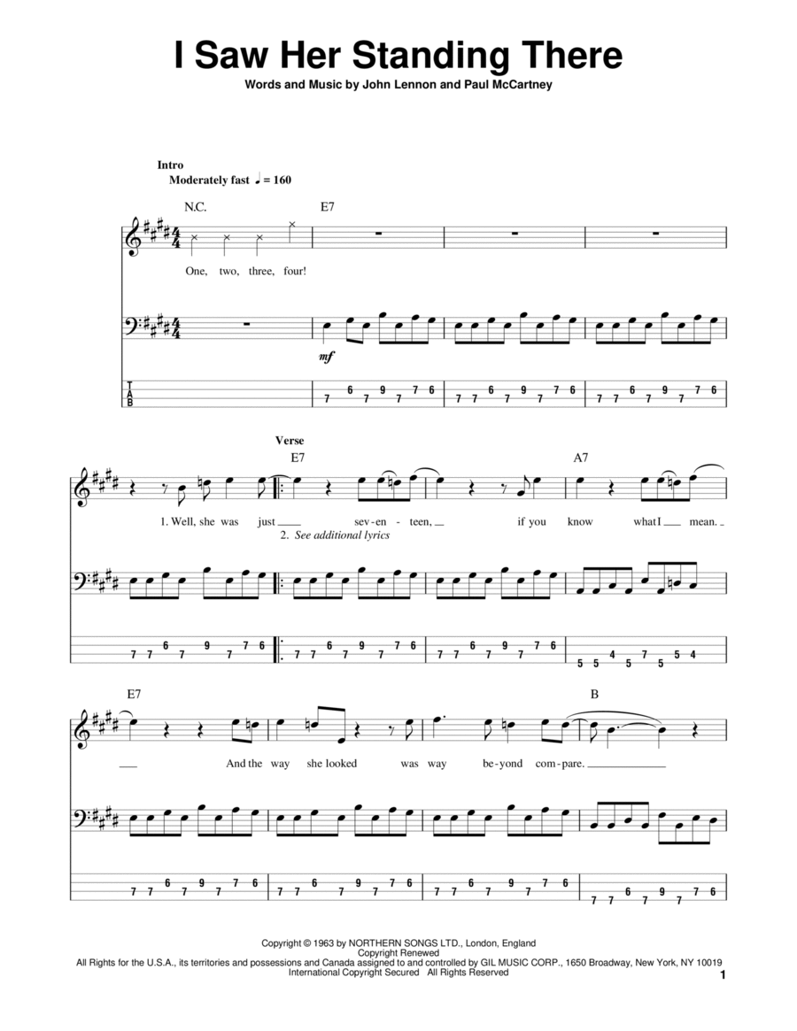I Saw Her Standing There Guitar Tablature scores gallery preview page 1