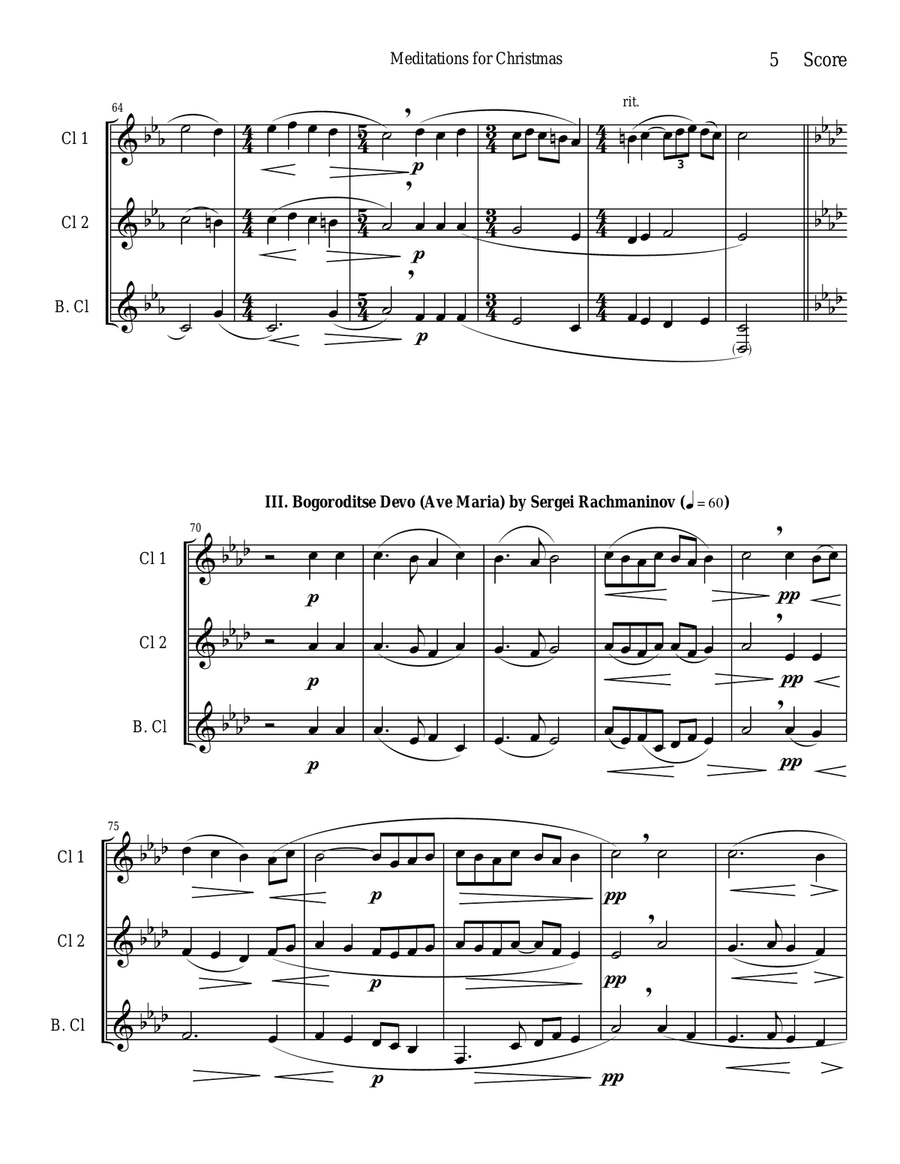Meditations for Christmas, Russian Chant for Clarinet Trio Clarinet Trio scores gallery preview page 5