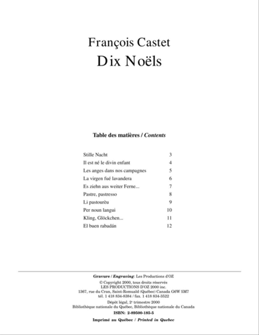 Dix Noëls Classical Guitar scores gallery preview page 1