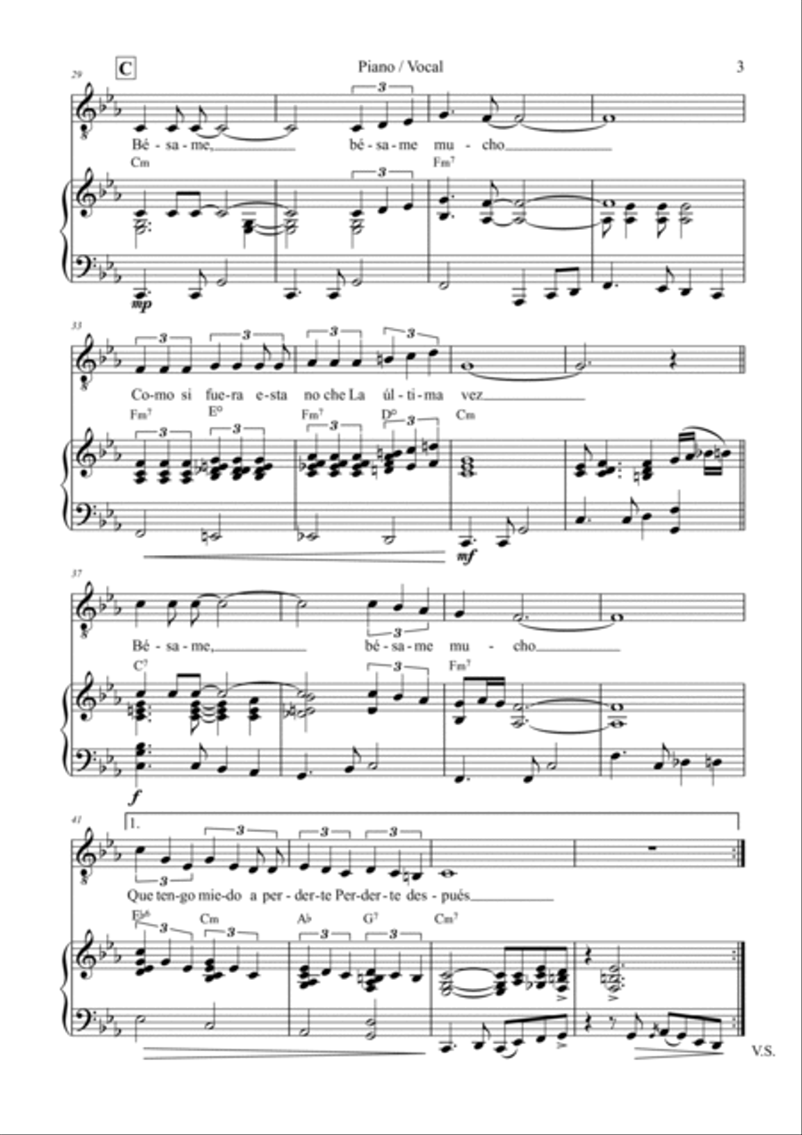 Bésame Mucho (kiss Me Much) Voice scores gallery preview page 3