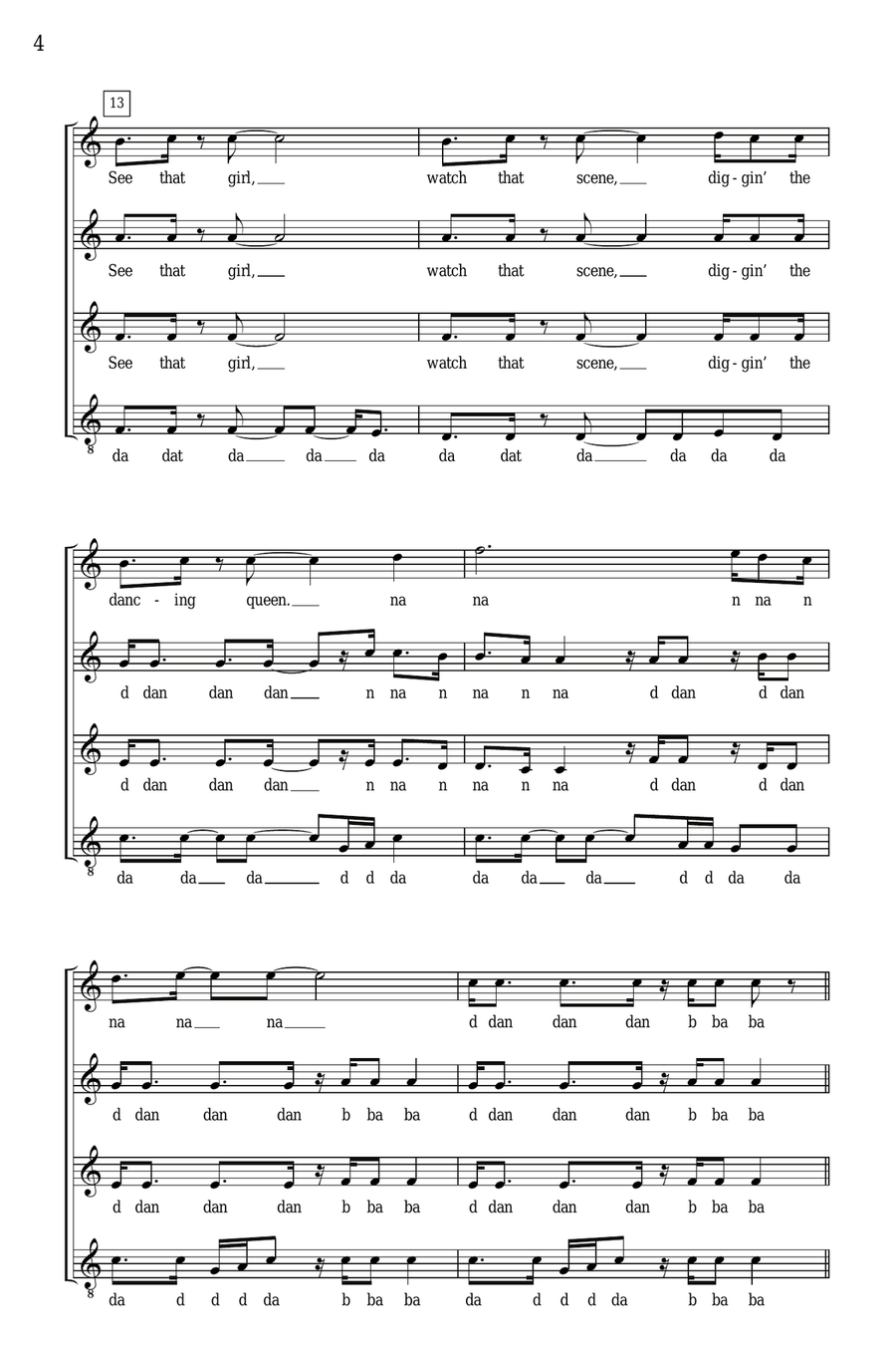 Dancing Queen (arr. Deke Sharon) SSA scores gallery preview page 3