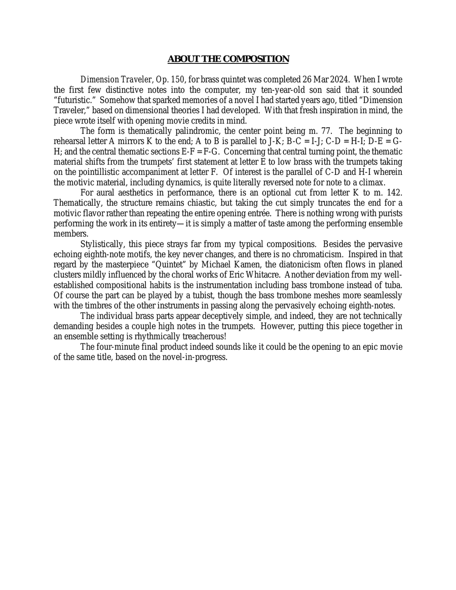 Dimension Traveler, Op. 150 Brass Quintet scores gallery preview page 4