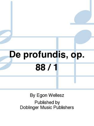 Book cover for De profundis, op. 88 / 1