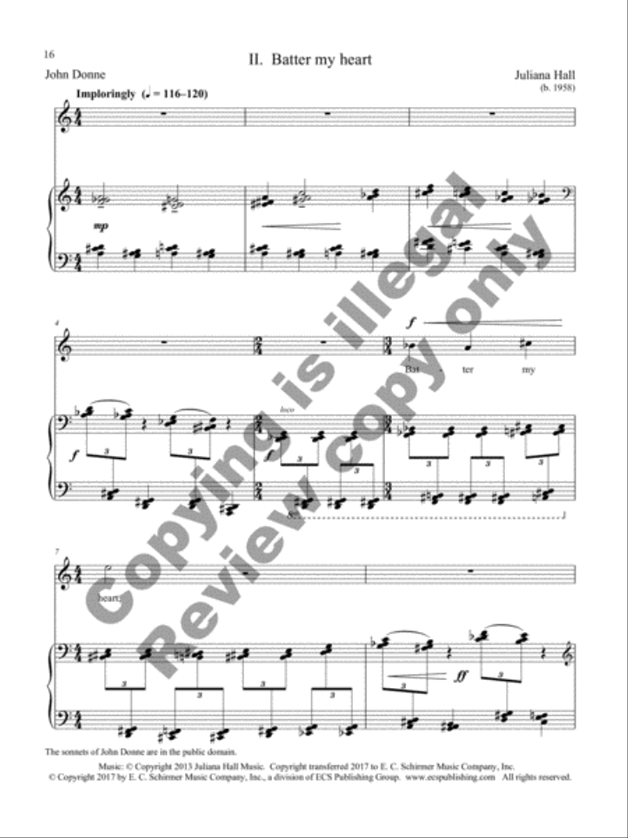 The Holy Sonnets of John Donne: 9 Songs for Tenor and Piano on Sonnets by John Donne Tenor Voice scores gallery preview page 8