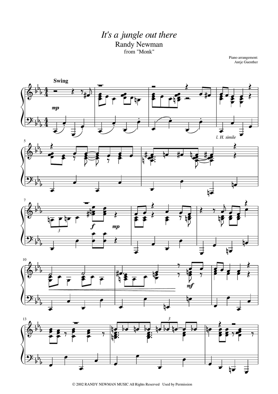 It's A Jungle Out There Piano Solo scores gallery preview page 1