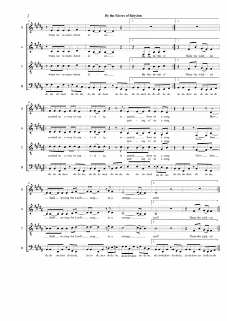 Rivers Of Babylon Rivers Of Babylon 4-Part scores gallery preview page 2