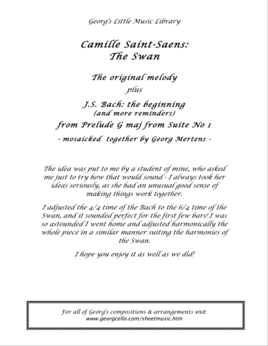 The Swan as a Cello Duo with Bach Prelude from Suite No 1! String Duet scores gallery preview page 3