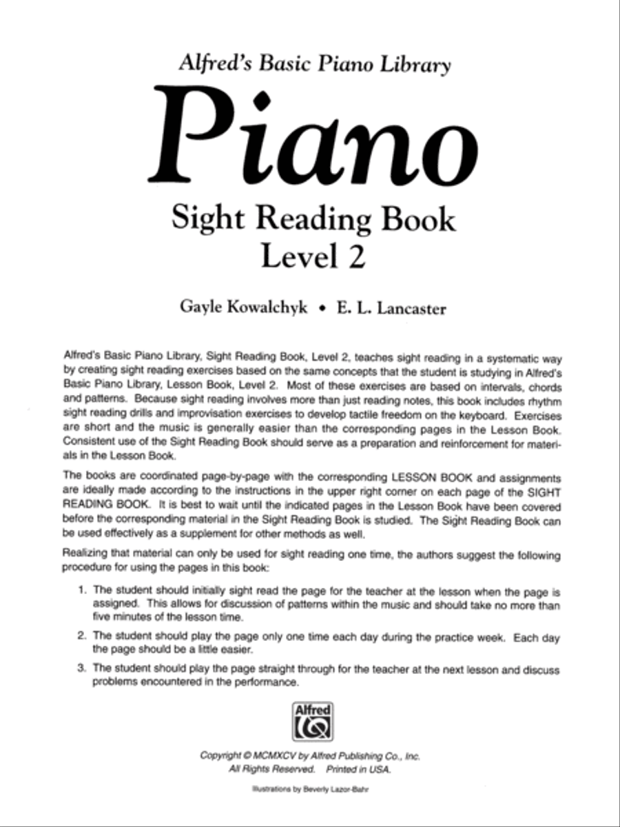 Alfred's Basic Piano Course Sight Reading, Level 2 Piano Method scores gallery preview page 2