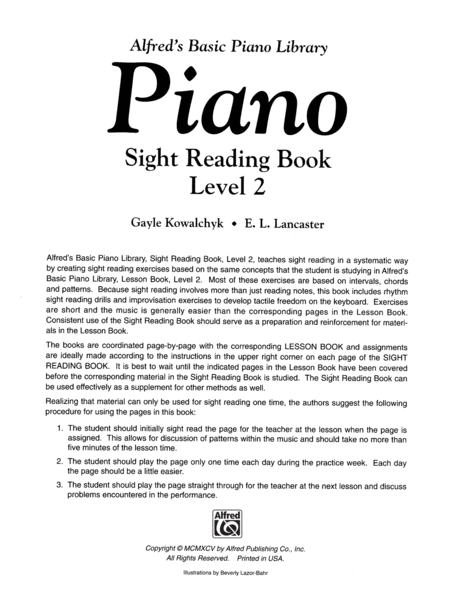Alfred's Basic Piano Course Sight Reading, Level 2