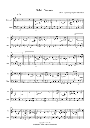 Salut d Amour for French Horn and Tuba Duet