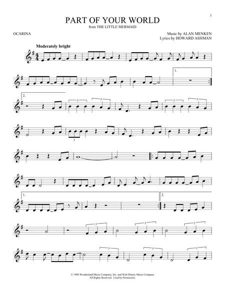 Part Of Your World (from The Little Mermaid) ocarina - Digital Sheet Music