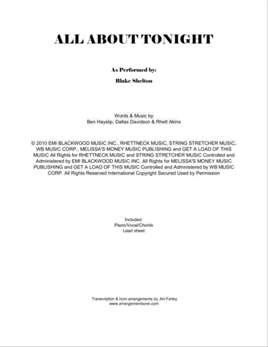 All About Tonight All About Tonight Voice scores gallery preview page 1