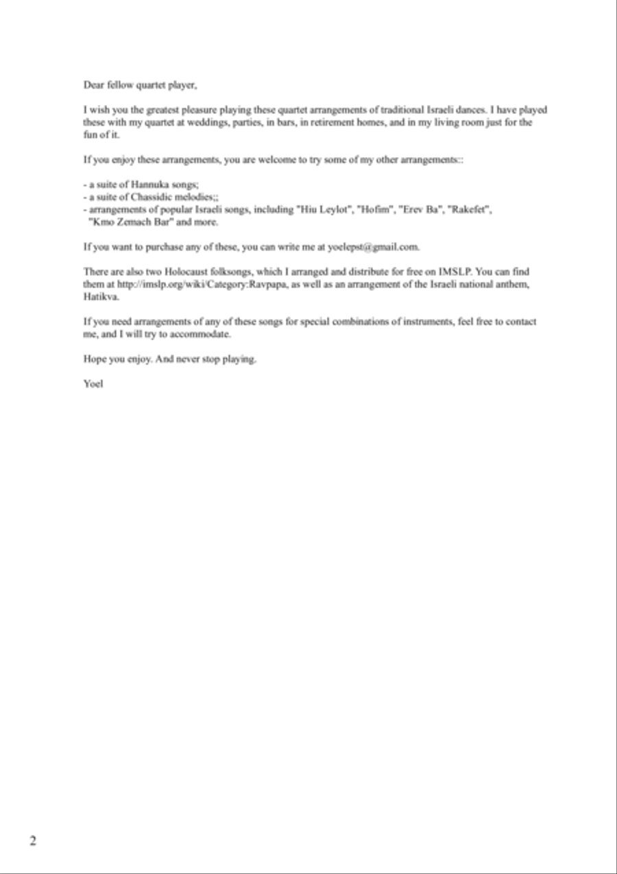 Israeli Hora Dances for String Quartet String Quartet scores gallery preview page 3