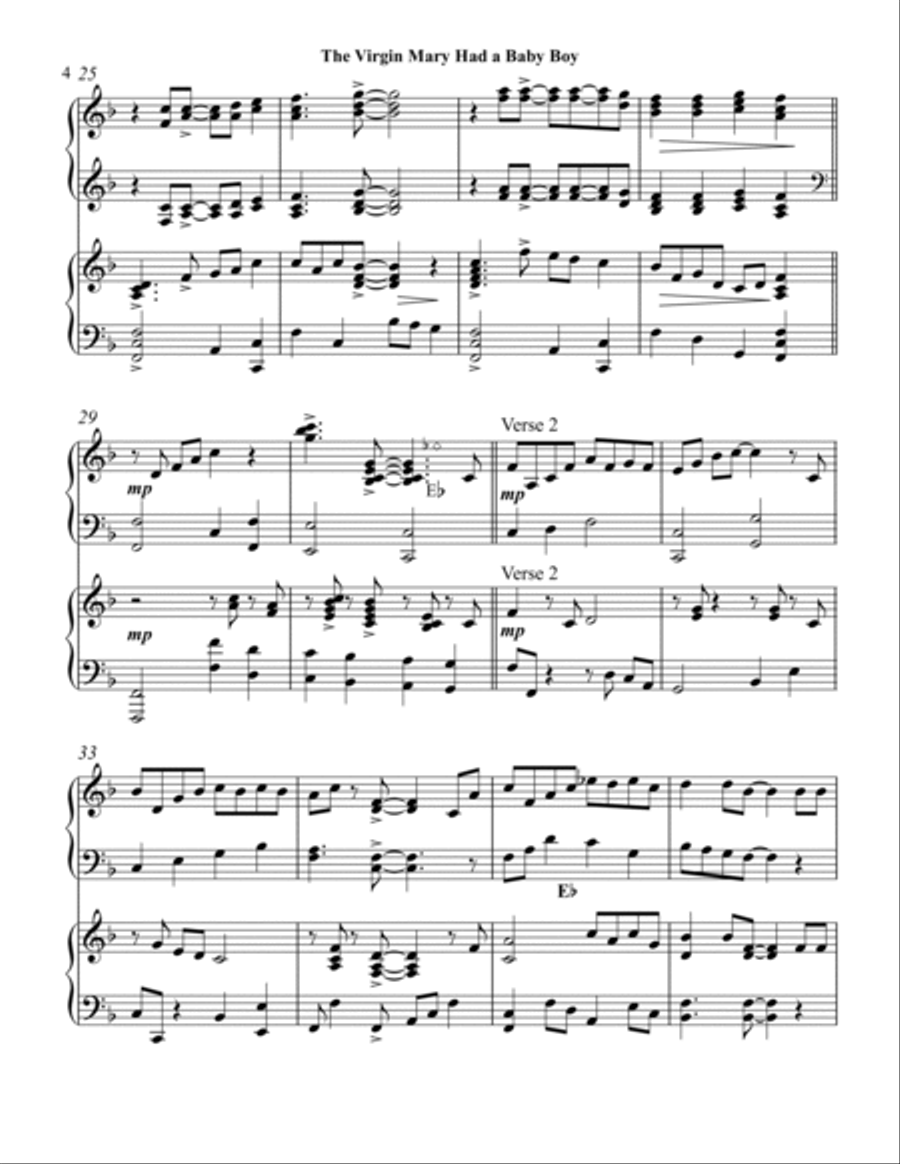 The Virgin Mary Had a Baby Boy, Harp Duet Celtic Harp scores gallery preview page 4