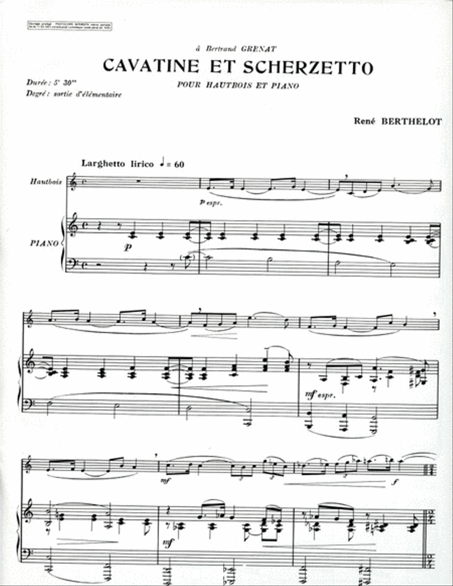 Cavatine Et Scherzetto (oboe & Piano) Piano Accompaniment scores gallery preview page 2