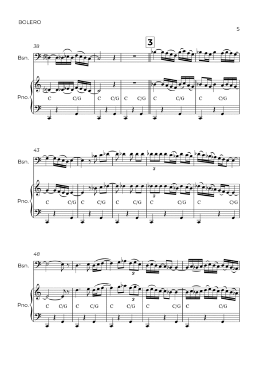 BOLERO - RAVEL - BASSOON & PIANO Bassoon Solo scores gallery preview page 5