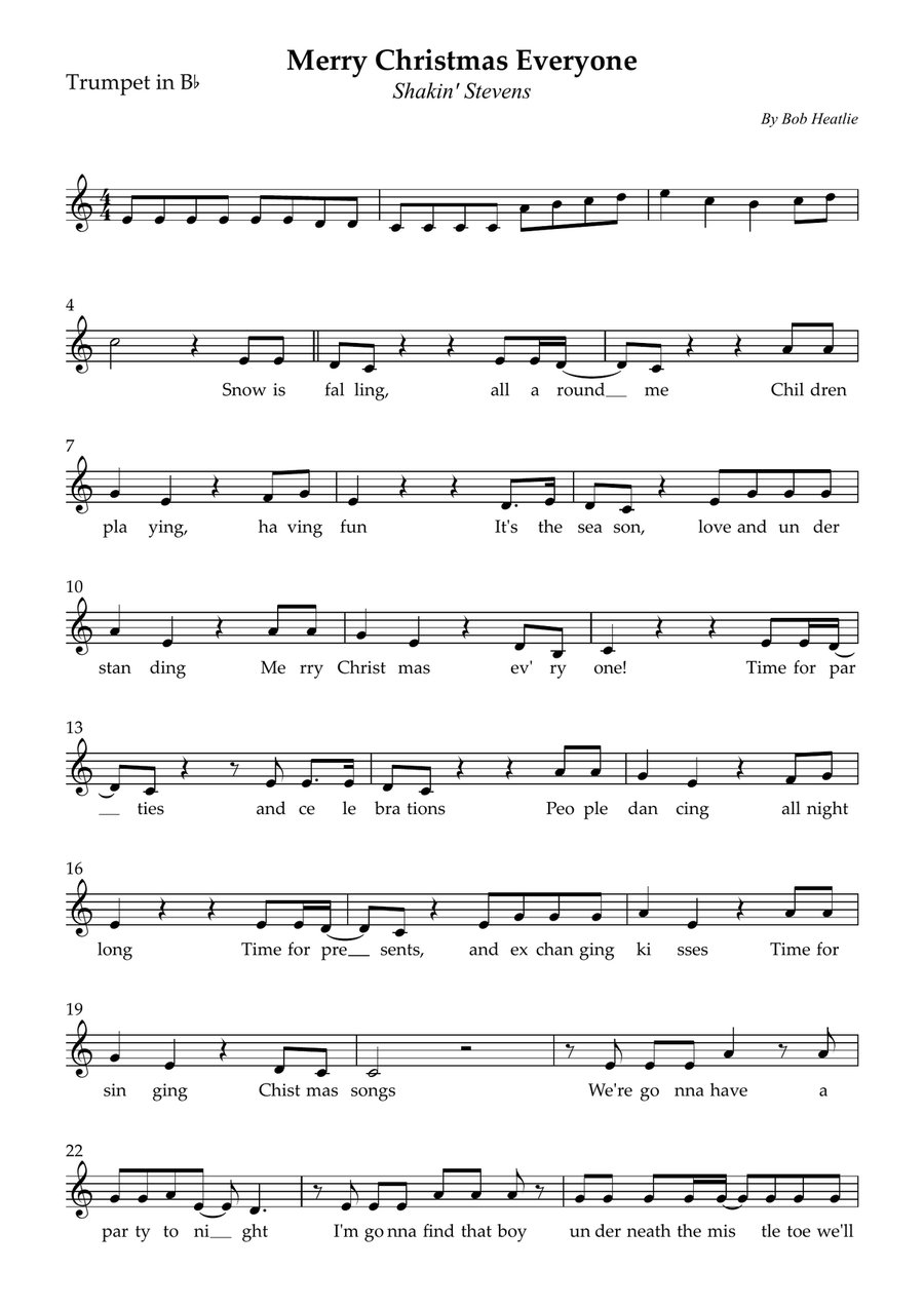 Merry Christmas Everyone Merry Christmas Everyone B-Flat Trumpet scores gallery preview page 1